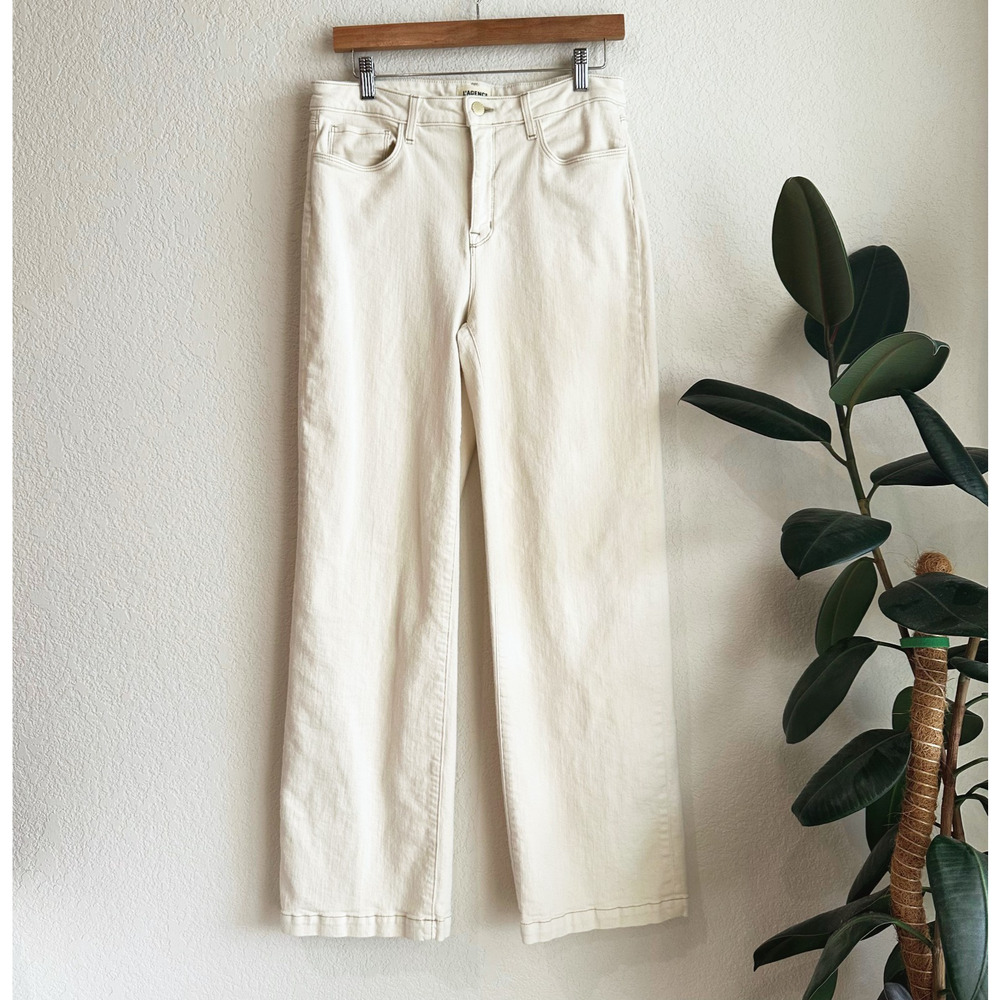 L'AGENCE Off-White Wide Leg Jeans